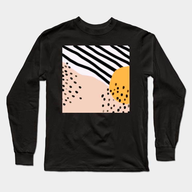 light pink & yellow abstract shapes and stripes design Long Sleeve T-Shirt by SunwaveStickers